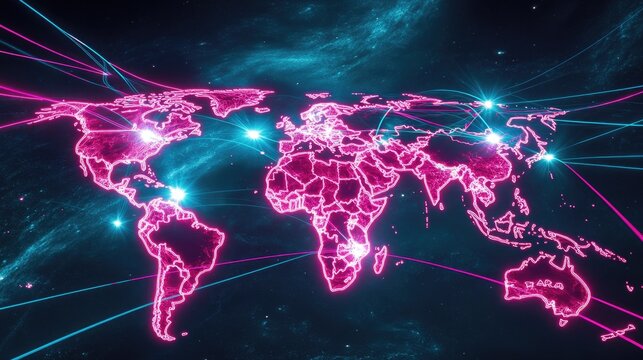 A map of the world surrounded by lines, suitable for educational or reference purposes
