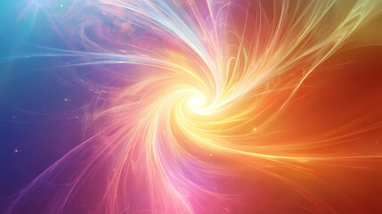 Fototapeta premium A swirling tunnel of light bridges the gap between galaxies as a cosmic portal opens, gravity, spiral, tunnel, vortex. Cosmic Bridge. Illustration