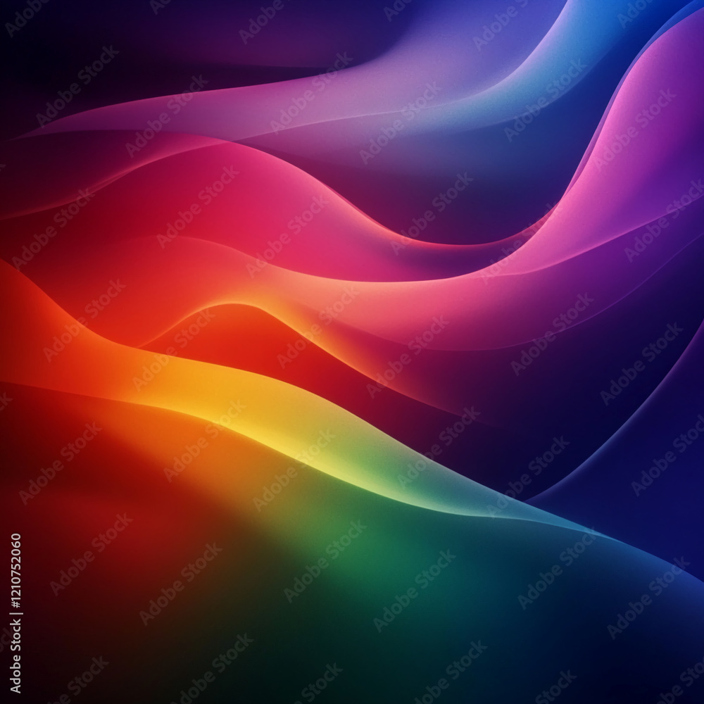 Poster colorful abstract waves with glowing light trails in dark background