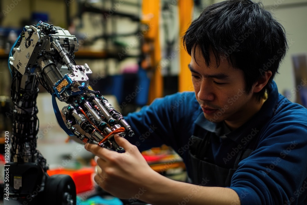 Aufkleber a person using a robotic arm for various tasks