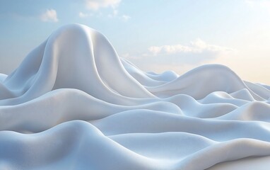 Obraz premium Abstract white fabric landscape under a blue sky.