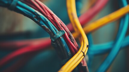 Close-up of damaged and exposed electrical wires creating a potential safety hazard