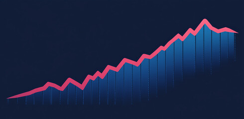 Grafico di crescita azioni su sfondo blu.