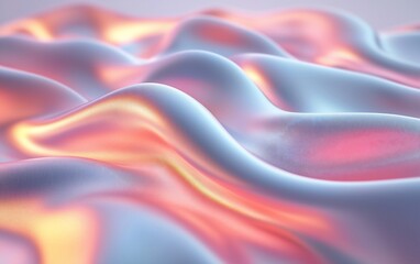 Abstract pastel iridescent fluid waves.