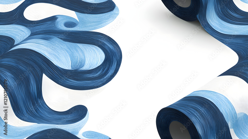 Poster serene blue and white waves creating a calming visual effect