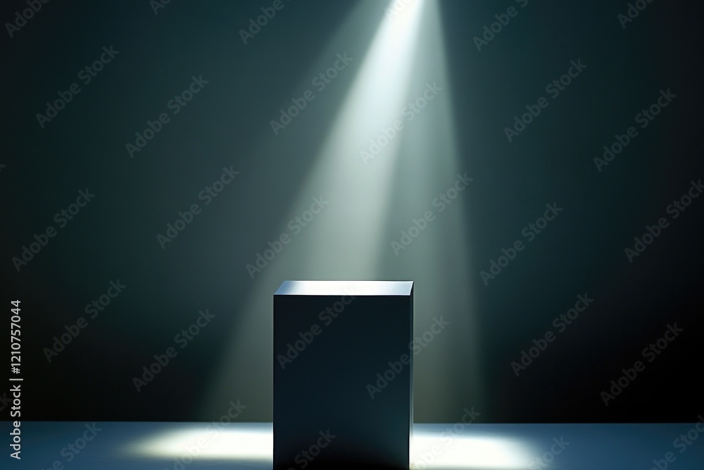 Poster a single source of light emanates from behind a mysterious black box