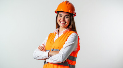 Female construction engineer with safety equipment