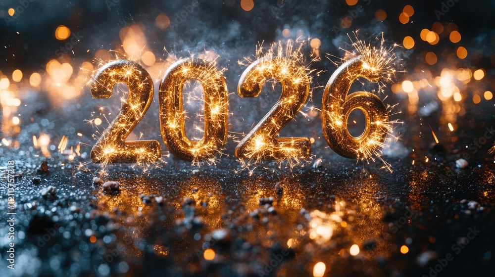 Poster a close-up shot of sparklers forming numerical shapes, perfect for adding a touch of magic to your p
