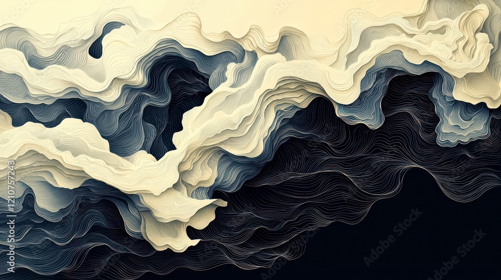 Poster abstract grayscale wave pattern background.