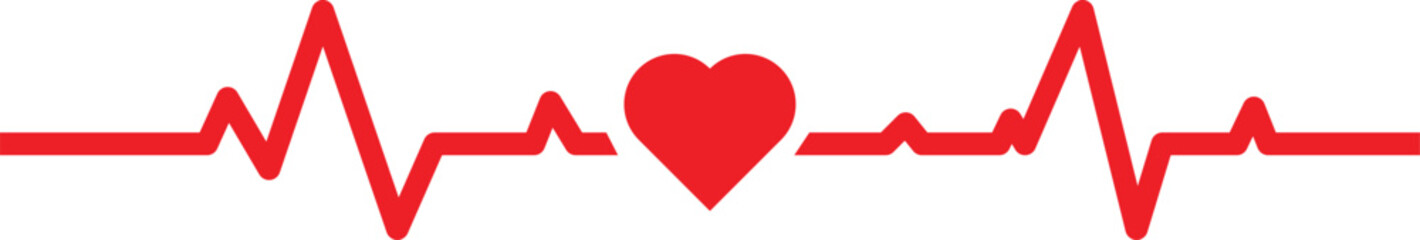 Red heartbeat line icon. Pulse trace,  graph symbol for Health, Medical cardiology analysis. Stroke heart, cardiogram. Vector
