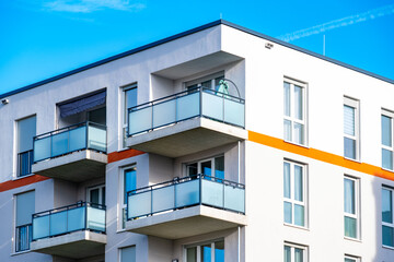 fragments multi-storey residential buildings in European city, sustainability urban, modern residential house and concrete facades