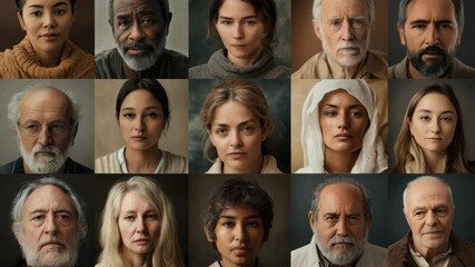 Emotional journey through diverse faces and expressions across generations
