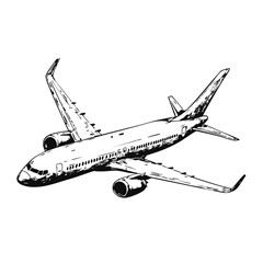 Airplane Icon Sketch Illustration for Vacations and Summer Holidays