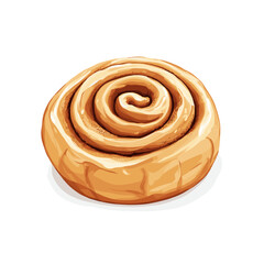 Fototapeta premium Cinnamon roll vector logo isolated on white background Cinnamon rolls with cream clipart Illustration