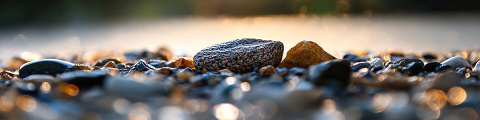 Two Rocks on Pebble Beach at Sunset