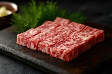 Raw Wagyu Steak: Beautiful Marbling on a Cutting Board