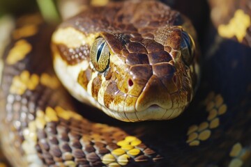 Fototapeta premium Close-up of a snake's head with yellow spots