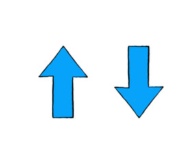 Blue arrows isolated on white background