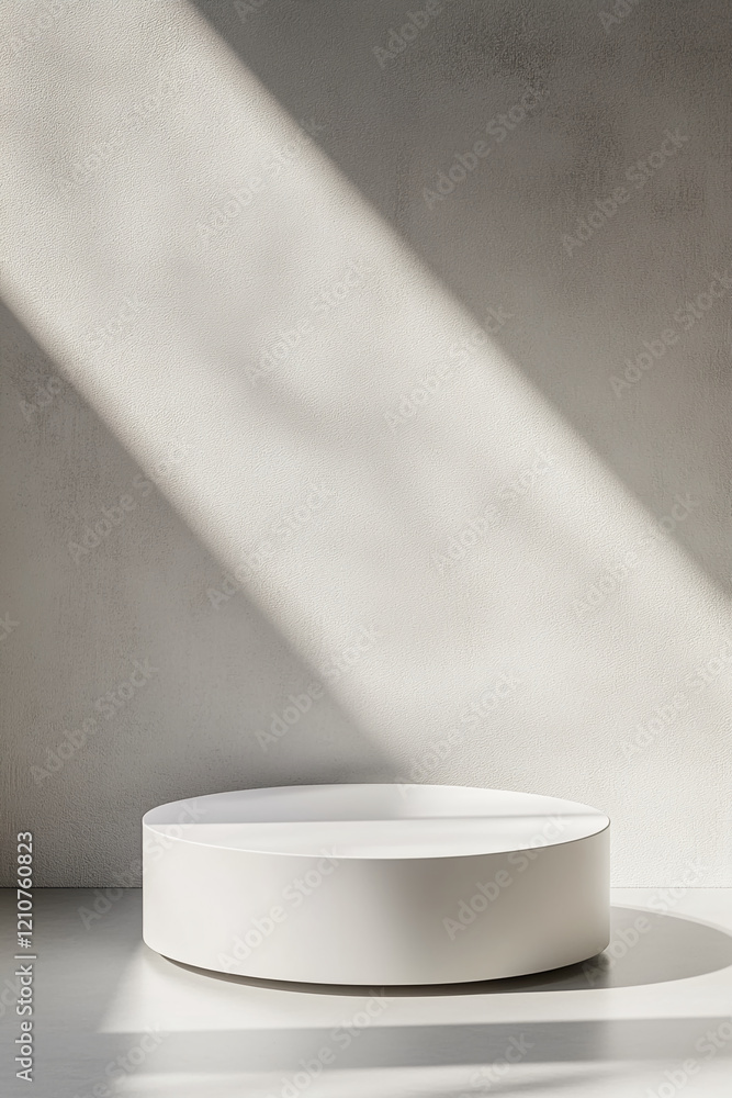 Poster white pedestal with subtle light and shadow for product display