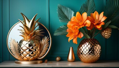 golden vase in the flower
