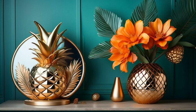 golden vase in the flower