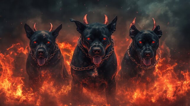 Hellhounds fire background fantasy art