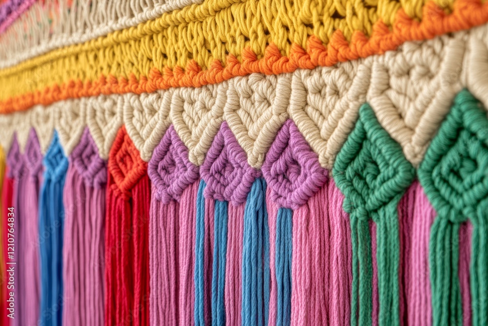 Poster this macrame wall hanging showcases an array of intricate knots and patterns, blending vibrant color