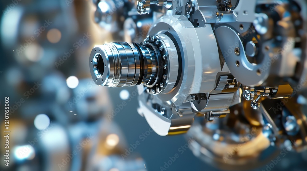 Poster close up of a robotic arm manipulating components with precision and speed, showcasing advanced auto