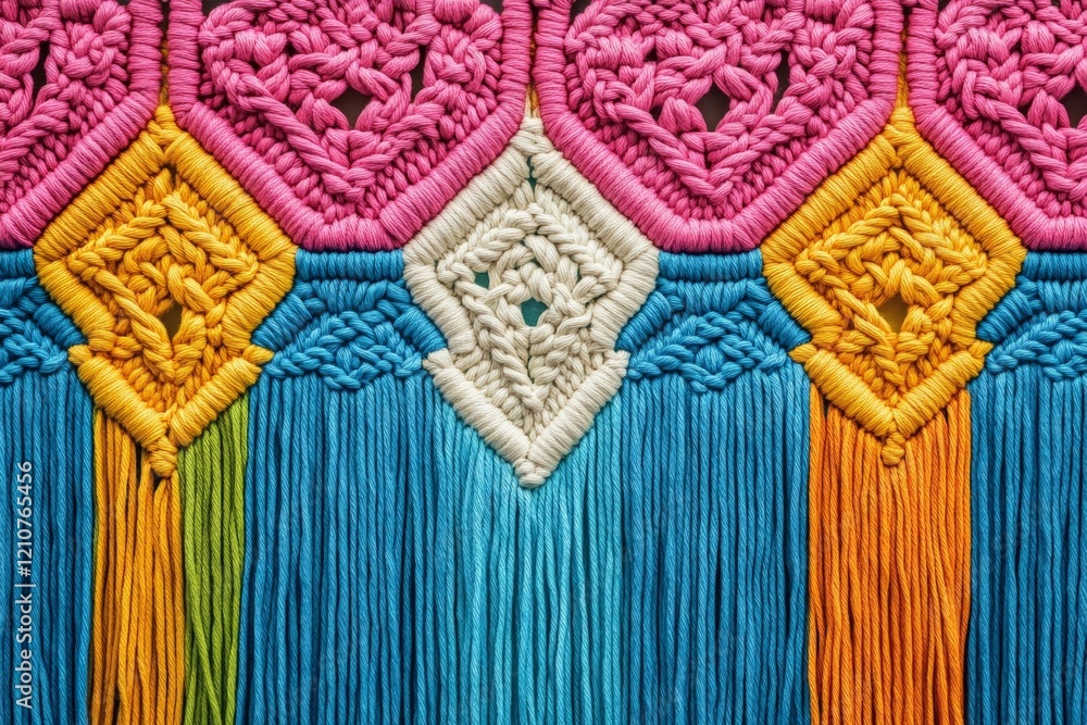 Poster this vibrant macrame wall hanging showcases intricate knots and patterns in an array of colors, crea