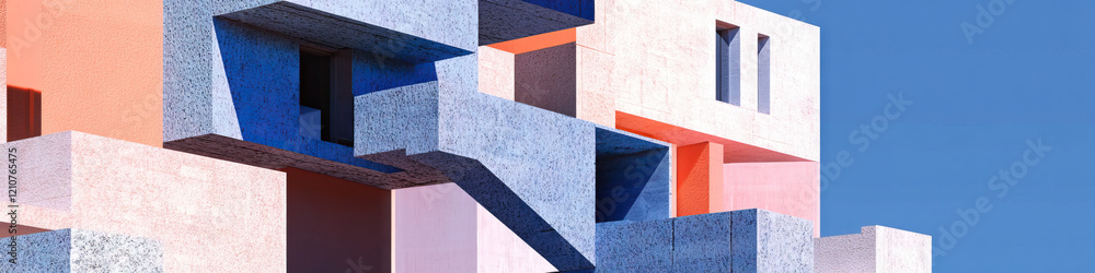 Poster abstract architectural rendering: geometric concrete structures