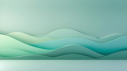 Minimalistic serene digital landscape background featuring a subtle gradient of calming green hues transitioning from a soft mint green at the top to a gentle forest green at the bottom