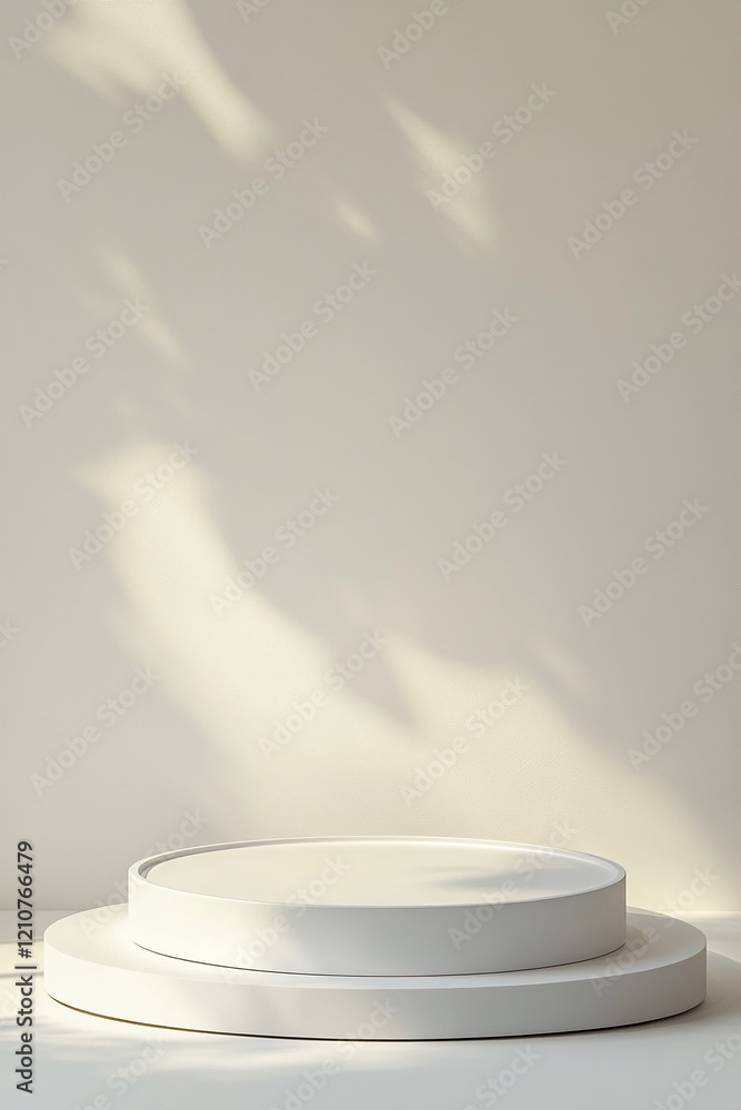 Poster Elegant White Pedestals with Soft Shadows and Minimalistic Design for Display