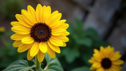 Obraz premium Delicate petals of narrowleaf sunflowers unfolding, sunflowers, nature, rock hall