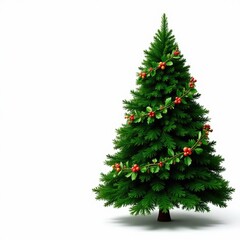 Fototapeta premium Festive holly and mistletoe wrapped around a large Christmas tree, tree, evergreen