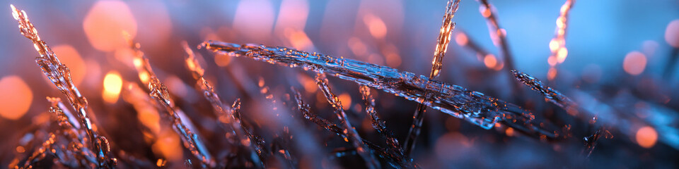 Close-up Photograph of Translucent Ice Crystals with Bokeh Background