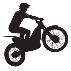 Silhouette of mototrial. Motocross jumping riders