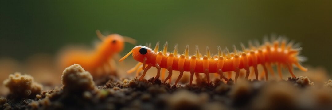 Tiny superworms Zophobas morio in shallow focus, wildlife, entomology, nature