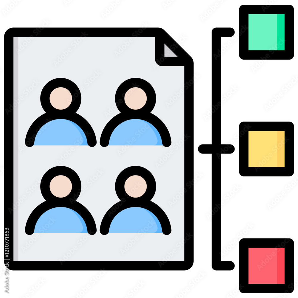 Poster population modeling outline color icon