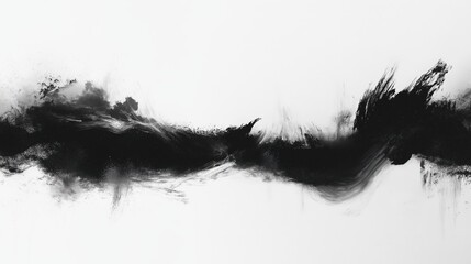 Fototapeta premium Dynamic black and white abstract texture with flowing minimalist brushstrokes