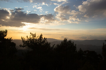 beautiful landscape of rocky mountains and cloudy sky