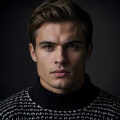 Obraz premium portrait photograph of an elegant young man with a strong jawline