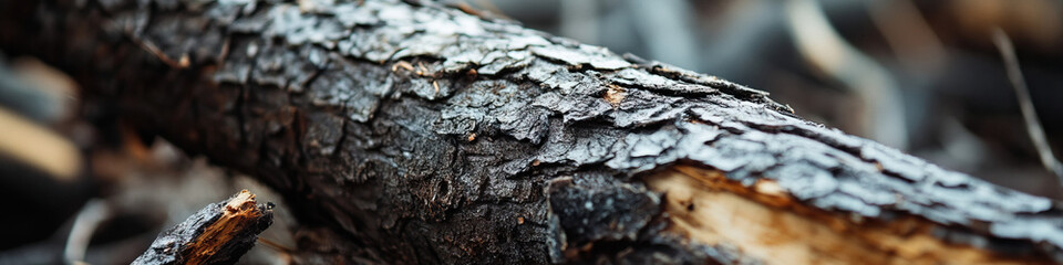 Charred Log with Exposed Wood Detail