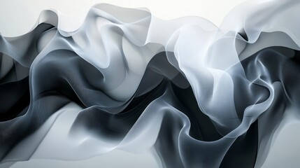 Fototapeta premium Layered smoke cloud with soft gradients, floating abstractly, artistic and ethereal, moody and dramatic, seamless design, vibrant black and gray tones, airy form