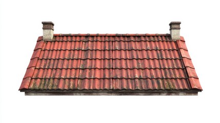 Naklejka premium Rustic Red Tile Roof with Aged Charm