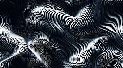 Unique Modern Interpretation of Zebra Stripes in Abstract Black and White