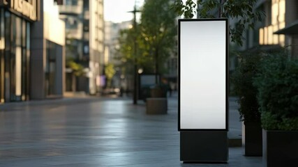 Urban daytime empty street with digital billboard and modern architecture