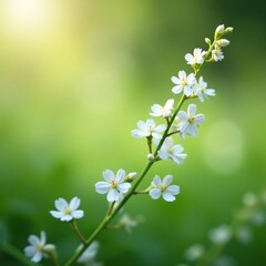 Fototapeta premium Small white flowers on trailing stems with a subtle background, blossom, bloom