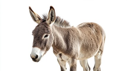 Close-up of a Gentle Donkey, a Peaceful Farm Animal