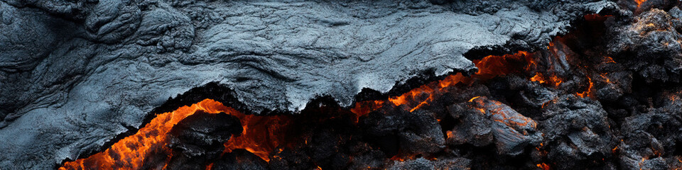 Solidified and Molten Lava Rock Formation