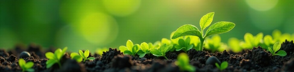 Delicate green shoot emerging from earth surface, verdant, botany